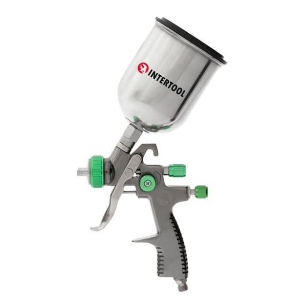 Краскопульт пневматический LVLP GREEN INTERTOOL PT-0131: 200л/мин, диаметр форсунки 1.3мм, 600 мл бачок,1.5бар_ BR PT-0131 фото