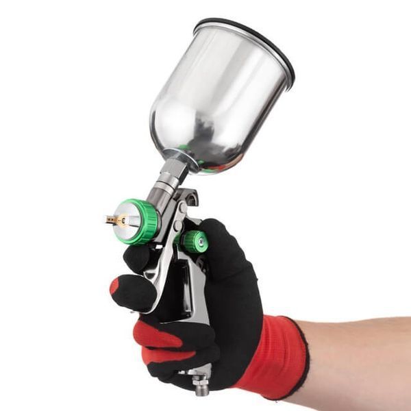 Краскопульт пневматический LVLP GREEN INTERTOOL PT-0131: 200л/мин, диаметр форсунки 1.3мм, 600 мл бачок,1.5бар_ BR PT-0131 фото