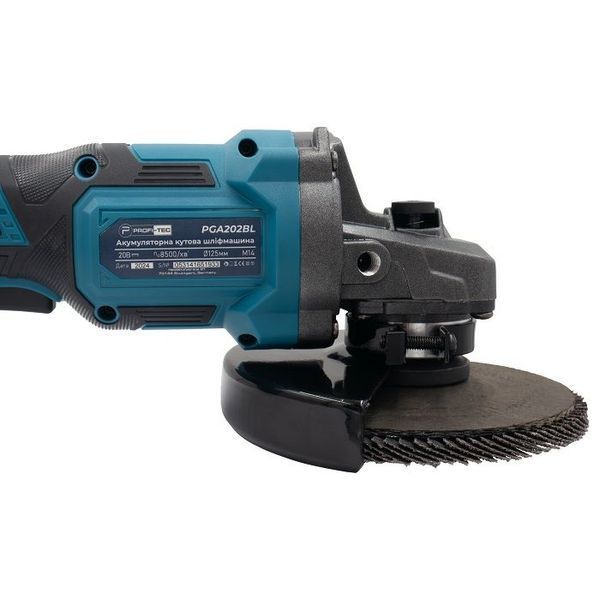 Шліфмашина кутова акумуляторна PROFI-TEC PGA202BL (2акум.20В 4Aг/зарядний/кейс) 006296 фото