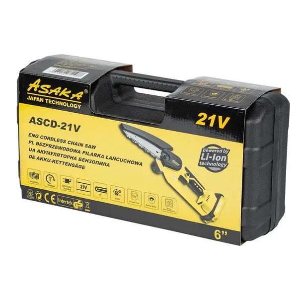 Пила цепная аккумуляторная ASAKA ASCD-21V (2акум.21В 2Ач/зарядный/кейс/15см)_ BR ST-ASCD-21V фото