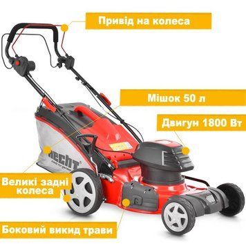 Газонокосарка електрична HECHT 1802 S (безщітковий двигун) Самохідна, Функції 5-в-1 , ширина 46см,_BR HECHT1802S фото